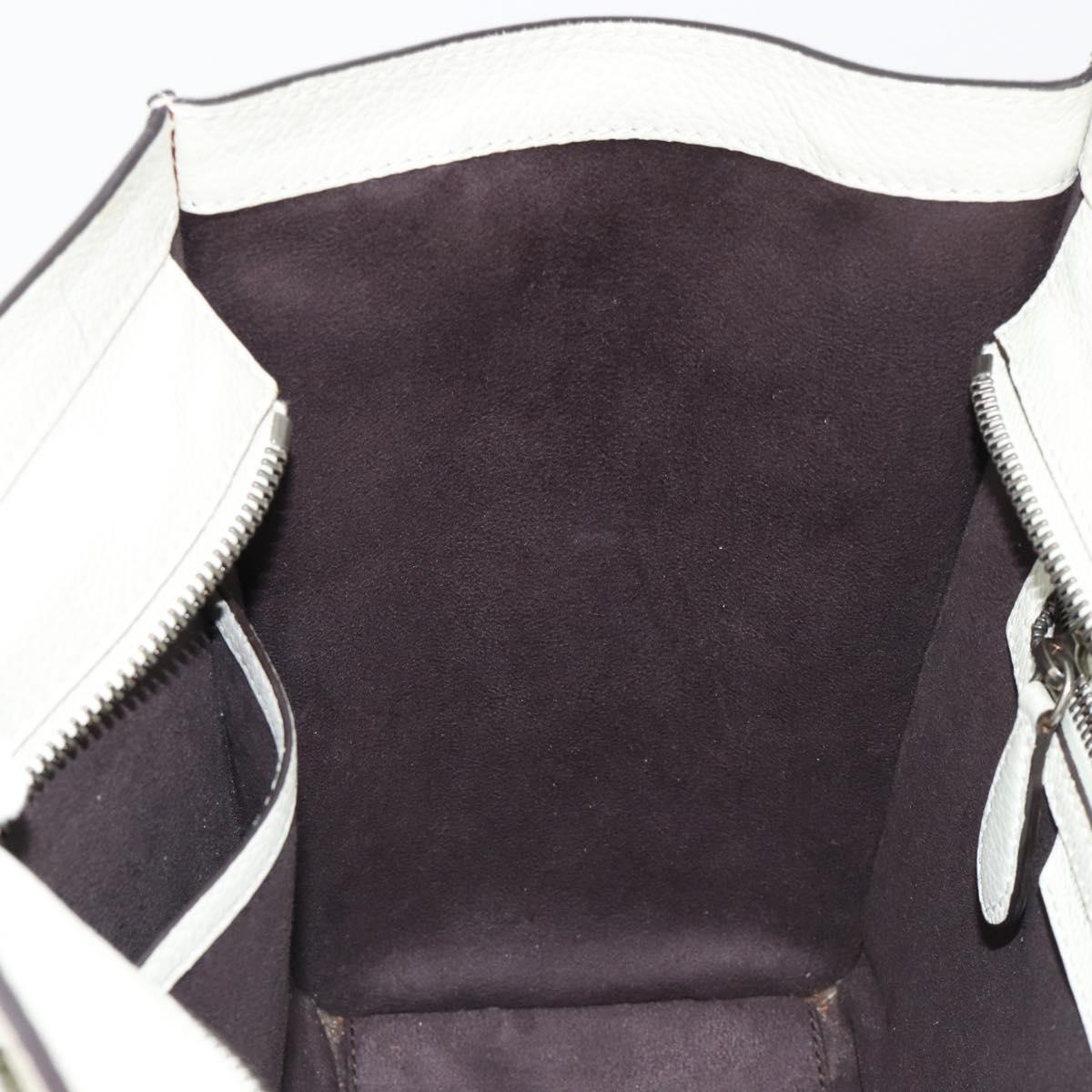 CELINE Luggage Micro Shopper Hand Bag Leather Ivory Silver Auth 181757M