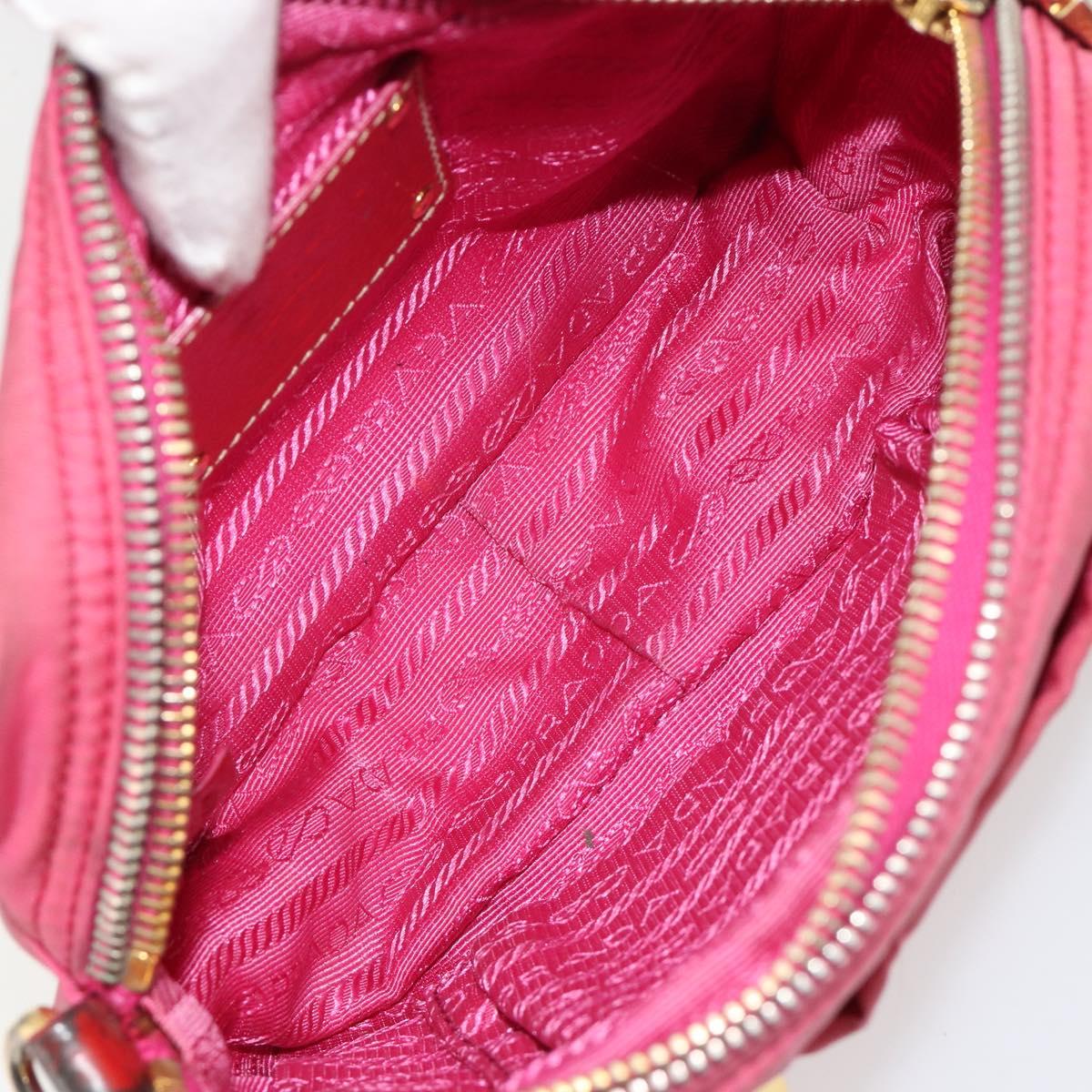 PRADA Shoulder Bag Nylon Pink Gold Auth 181758
