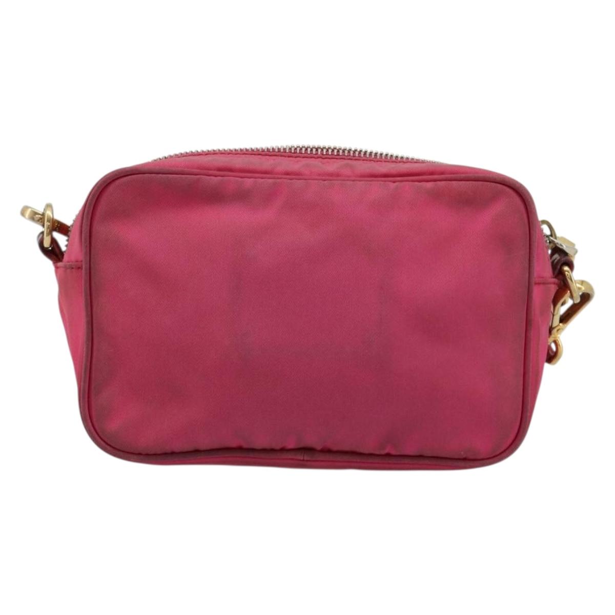 PRADA Shoulder Bag Nylon Pink Gold Auth 181758