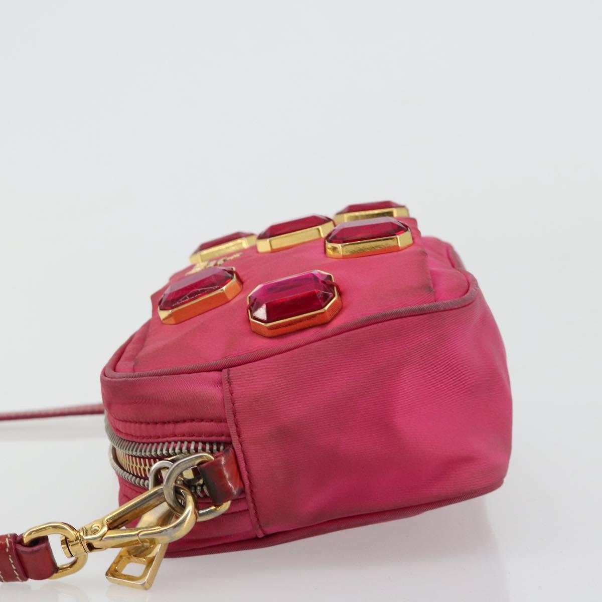 PRADA Shoulder Bag Nylon Pink Gold Auth 181758