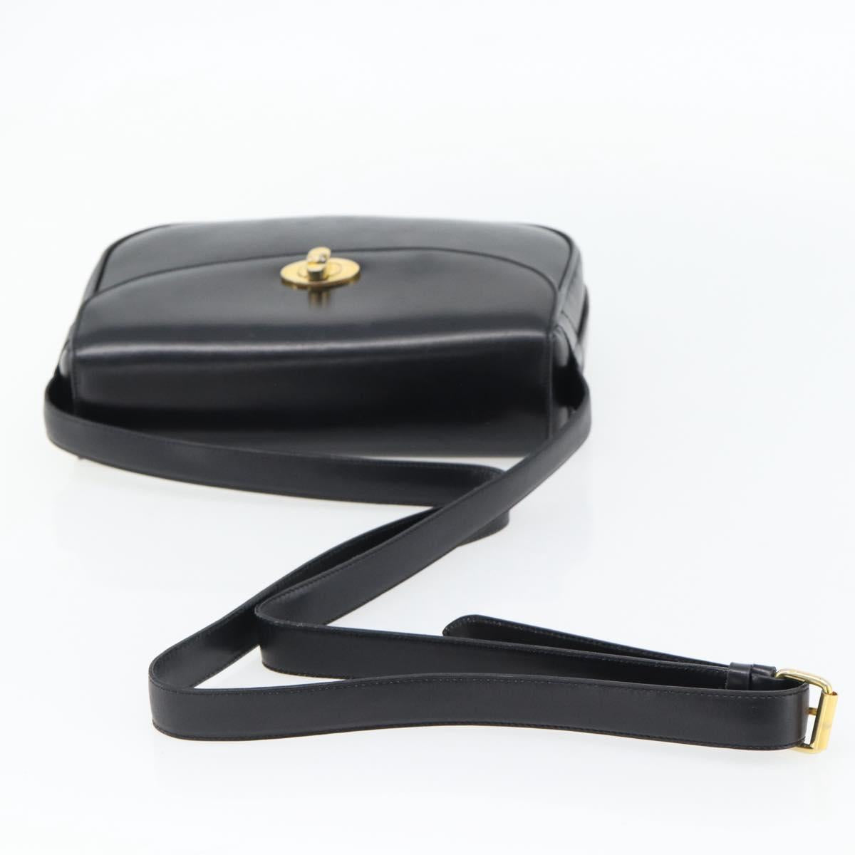 CELINE Shoulder Bag Leather Black Gold Auth 181762