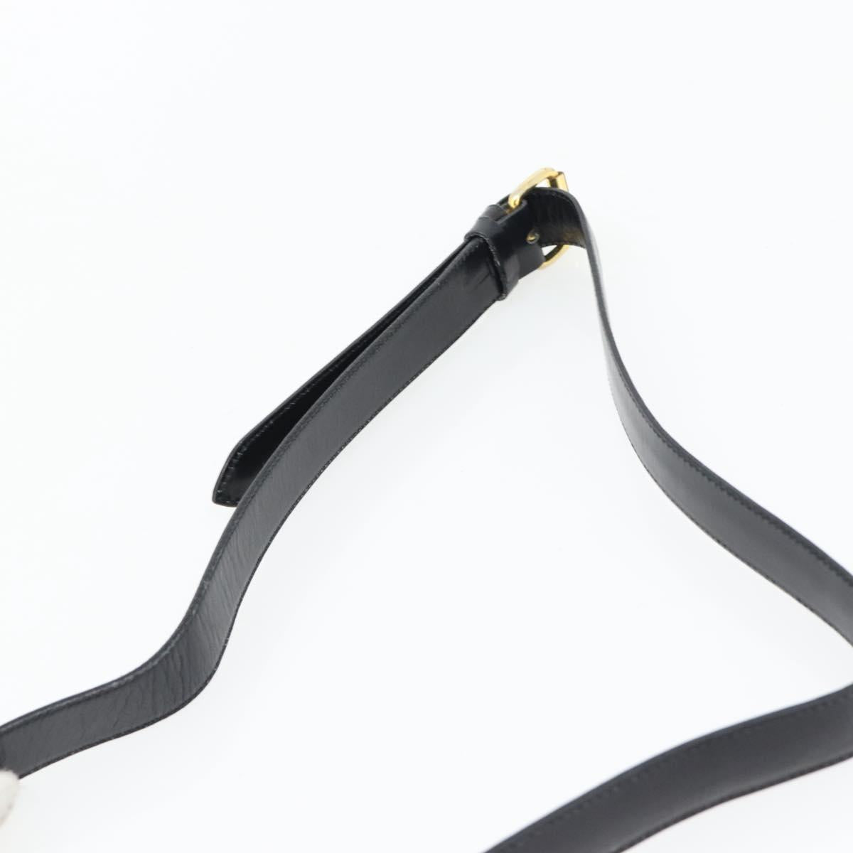 CELINE Shoulder Bag Leather Black Gold Auth 181762