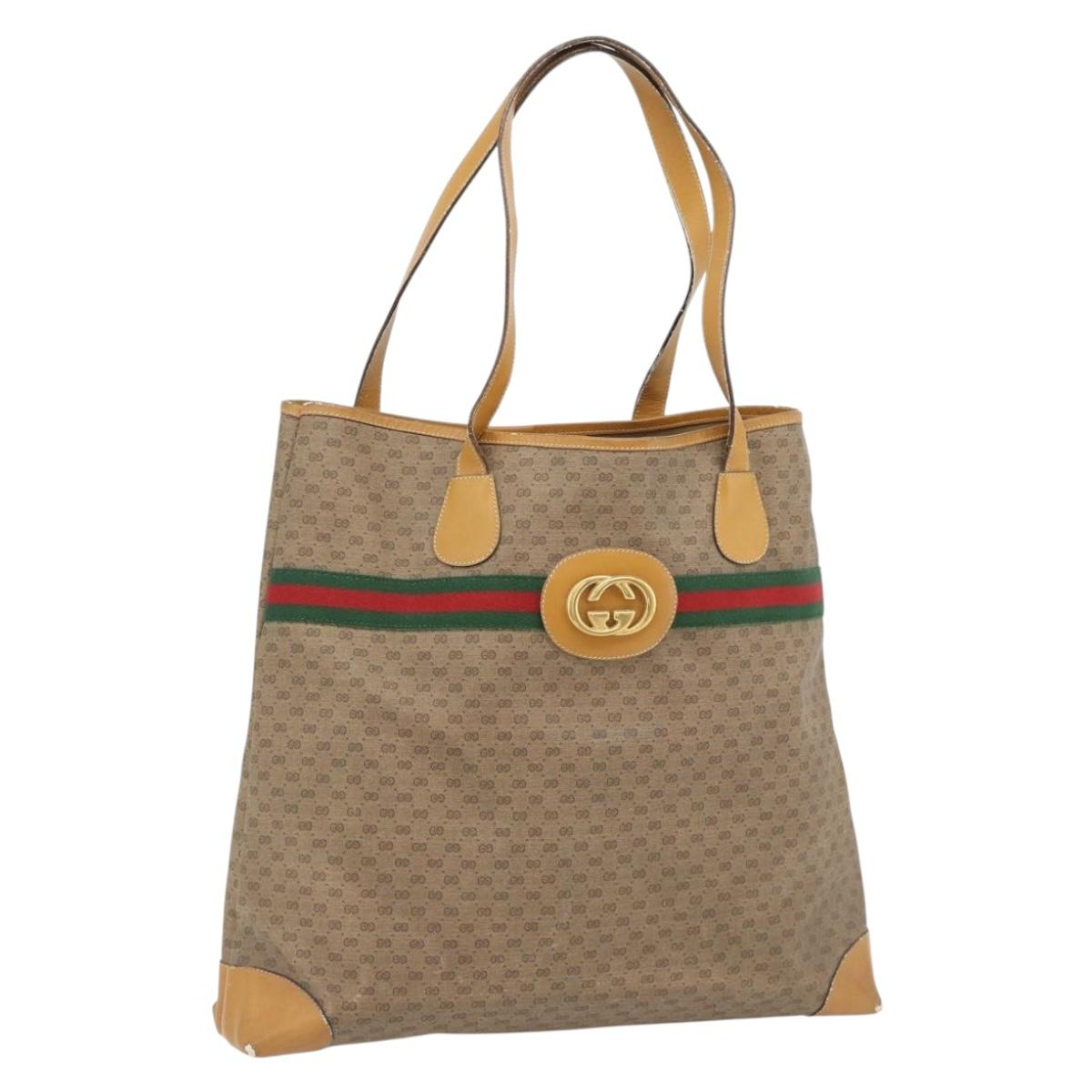 GUCCI Micro GG Supreme Web Sherry Line Bag PVC Beige 002 983 0174 Auth 181764