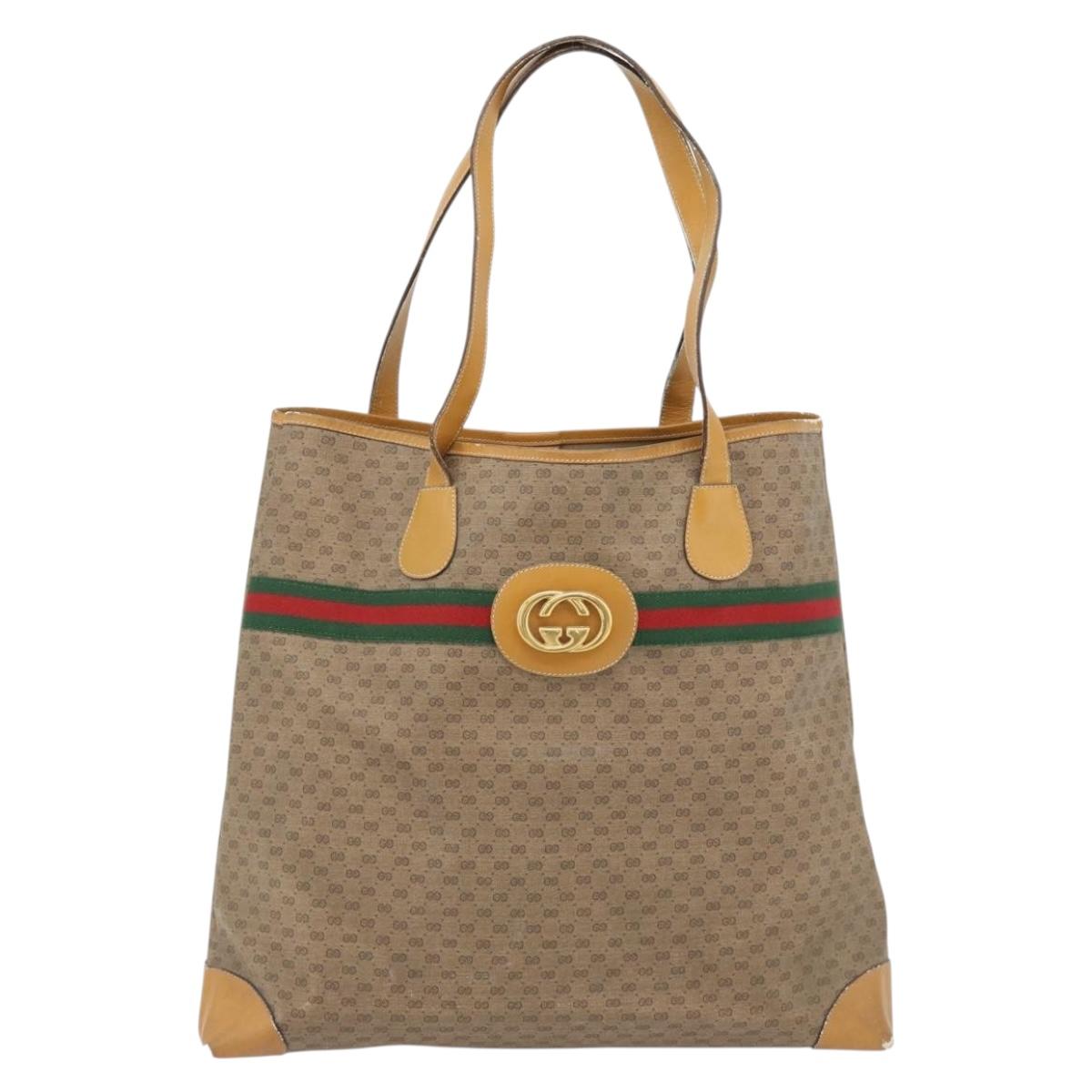 GUCCI Micro GG Supreme Web Sherry Line Bag PVC Beige 002 983 0174 Auth 181764
