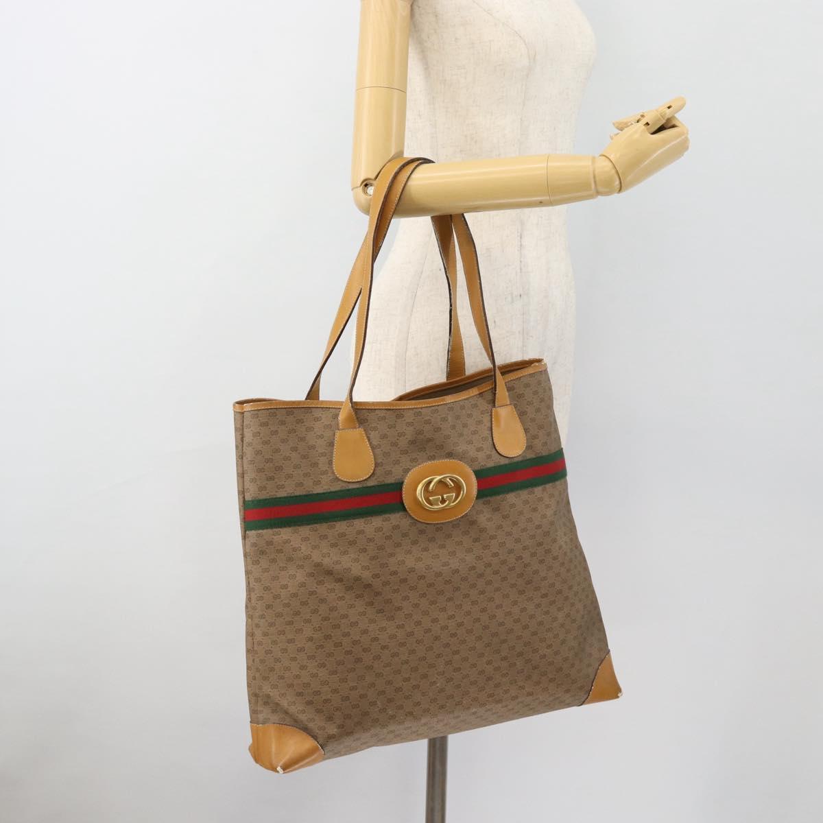 GUCCI Micro GG Supreme Web Sherry Line Bag PVC Beige 002 983 0174 Auth 181764