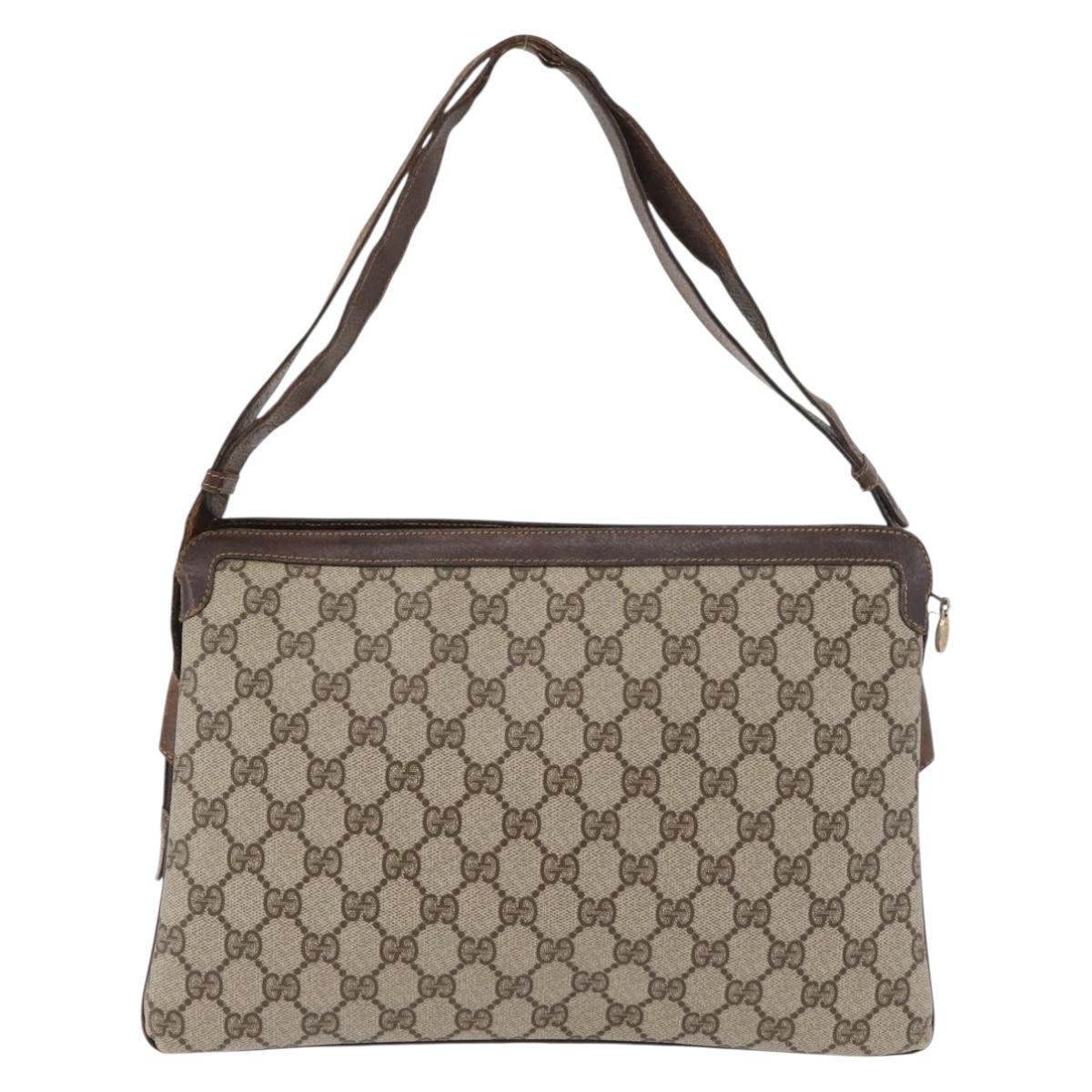 GUCCI GG Supreme Web Sherry Line Shoulder Bag PVC Beige Gold 010 378 Auth 181765
