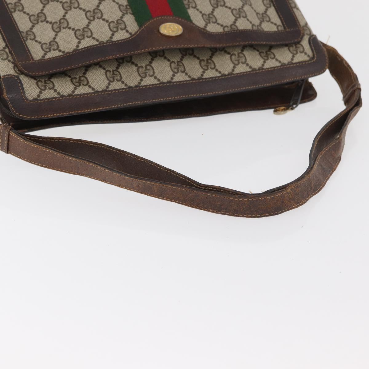 GUCCI GG Supreme Web Sherry Line Shoulder Bag PVC Beige Gold 010 378 Auth 181765