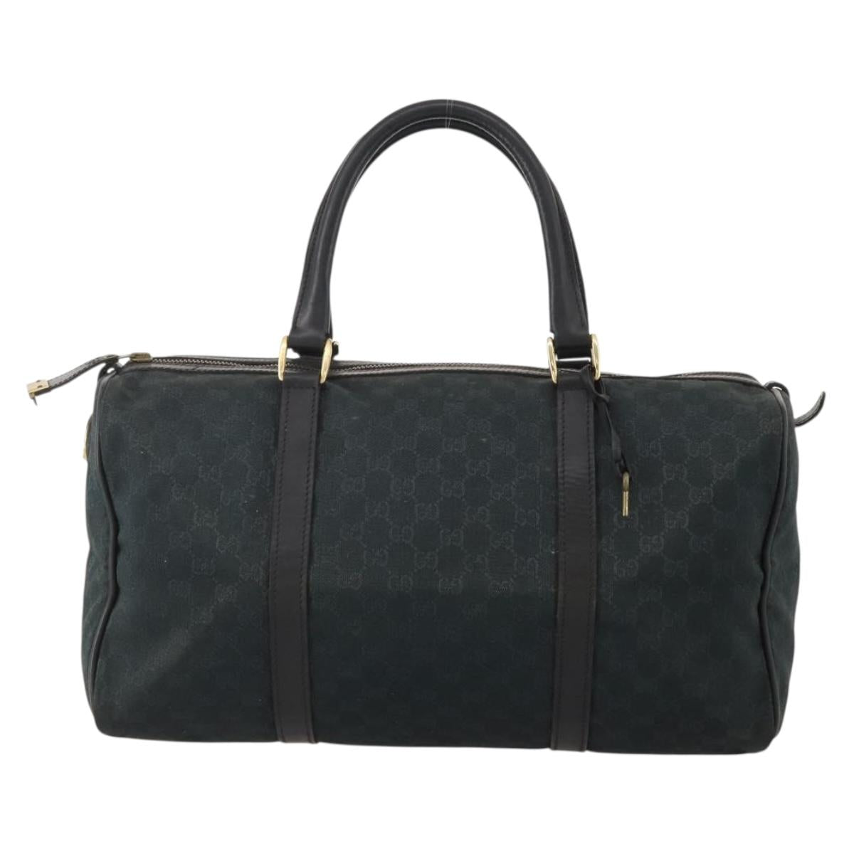 GUCCI GG Canvas Boston Bag Black Gold Auth 181766