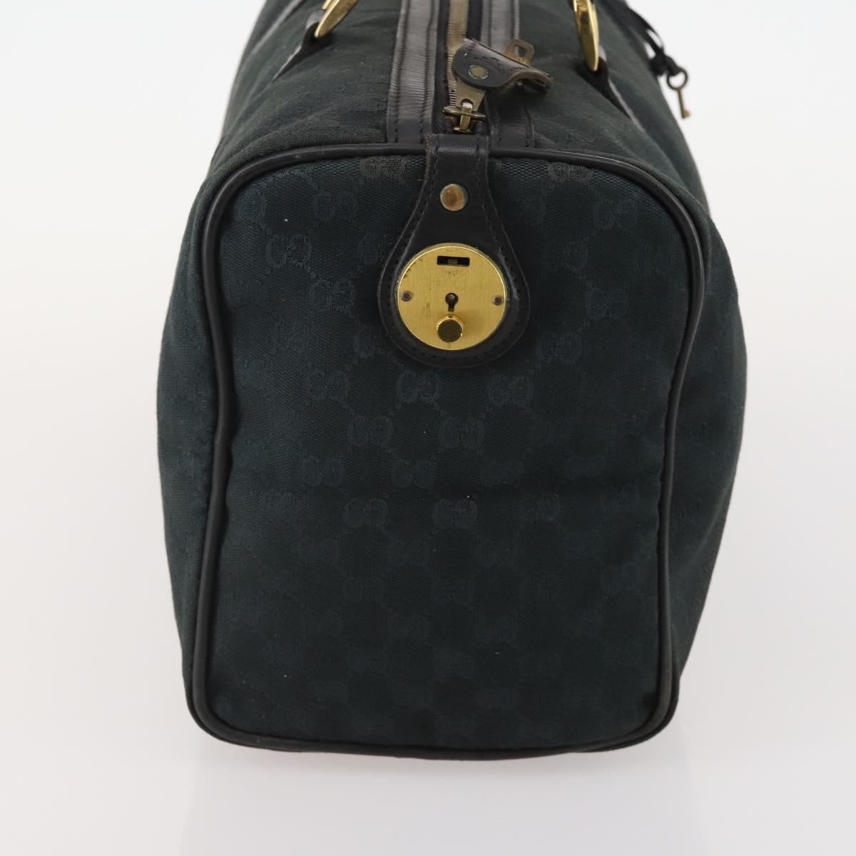 GUCCI GG Canvas Boston Bag Black Gold Auth 181766