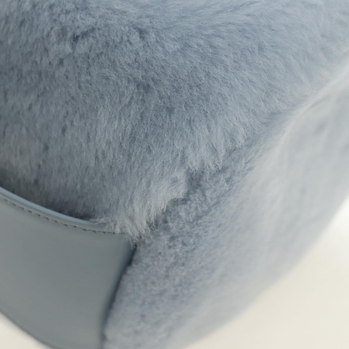 PRADA Petit Sac Noir Hand Bag fur Light Blue Gold Auth 181769SAM