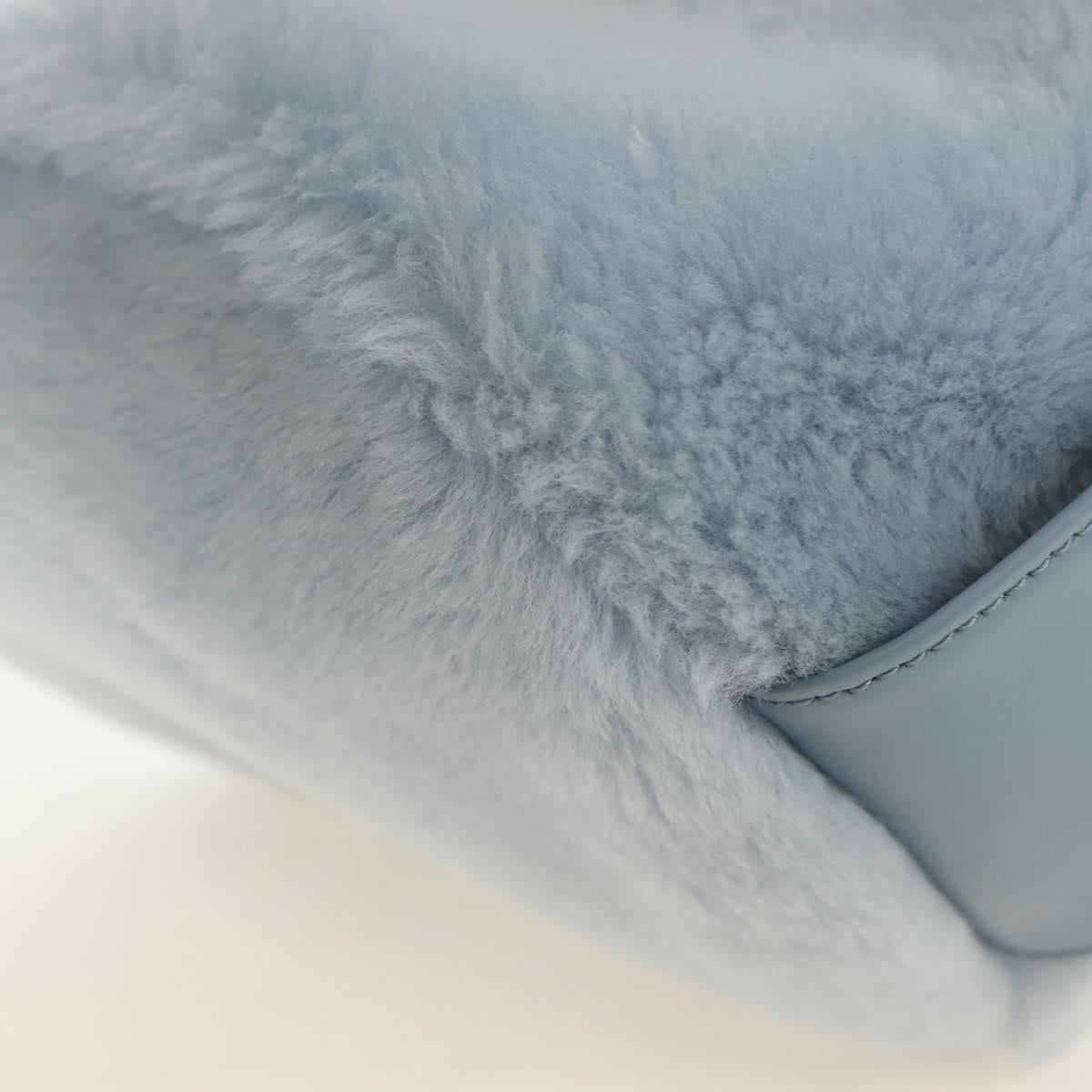 PRADA Petit Sac Noir Hand Bag fur Light Blue Gold Auth 181769SAM
