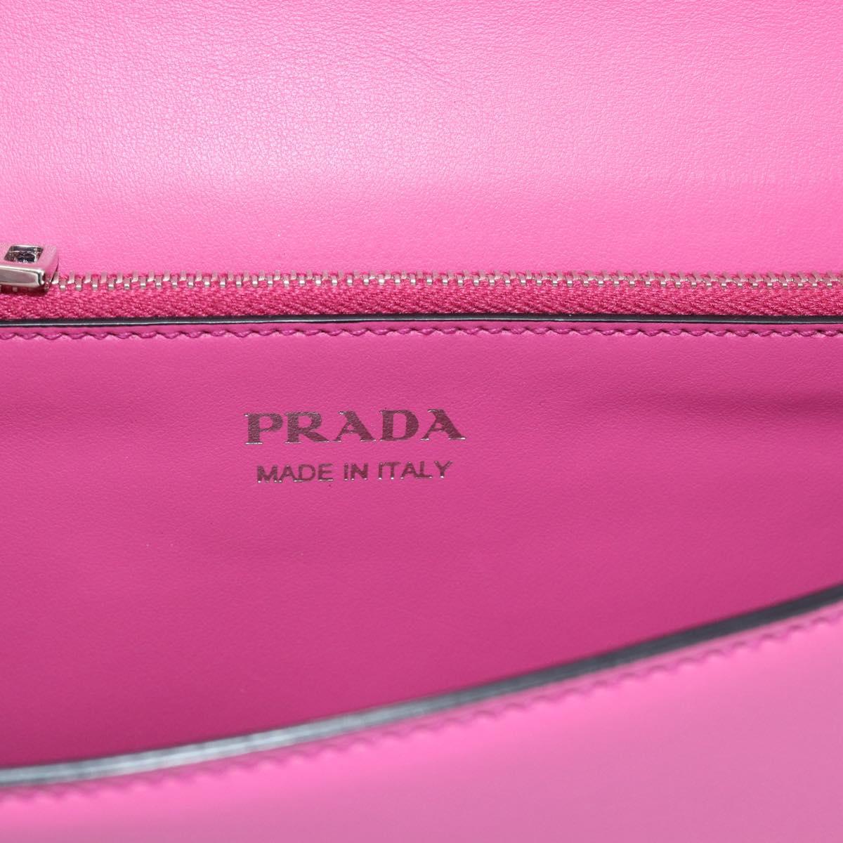 PRADA Clutch Bag Leather Pink Silver Auth 181770A