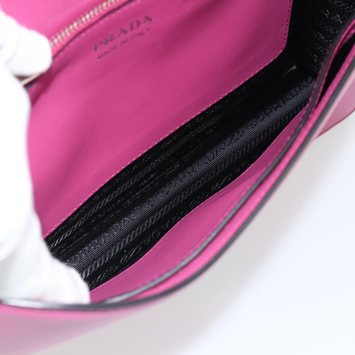 PRADA Clutch Bag Leather Pink Silver Auth 181770A