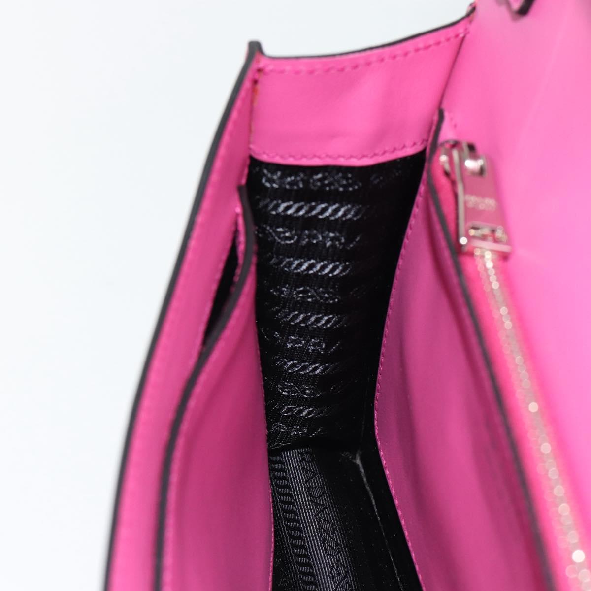 PRADA Clutch Bag Leather Pink Silver Auth 181770A