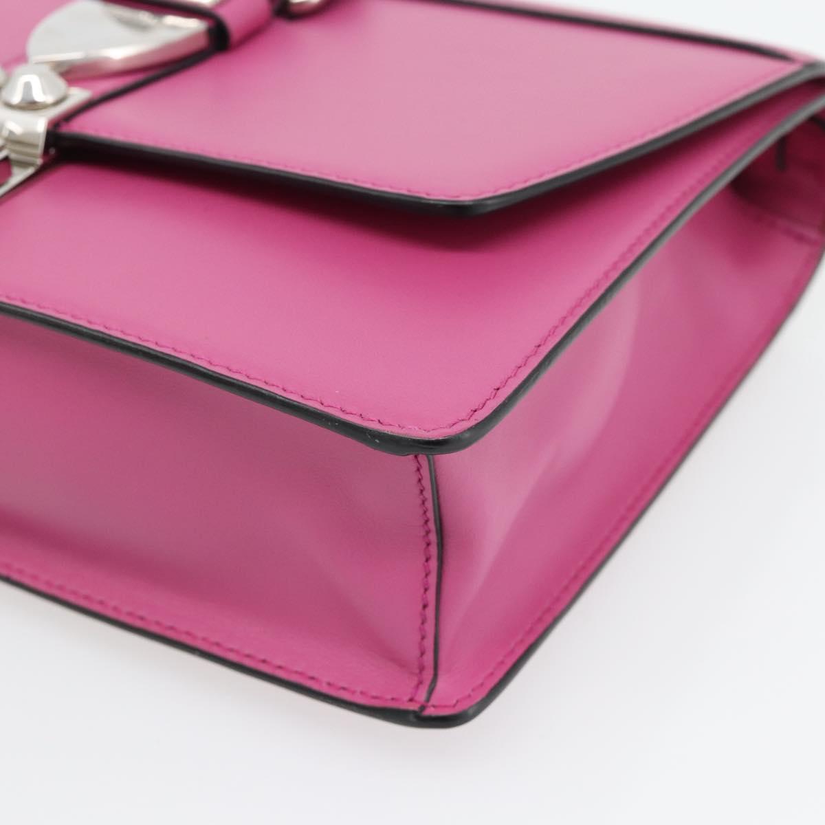 PRADA Clutch Bag Leather Pink Silver Auth 181770A