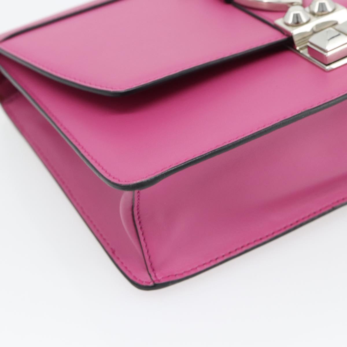 PRADA Clutch Bag Leather Pink Silver Auth 181770A