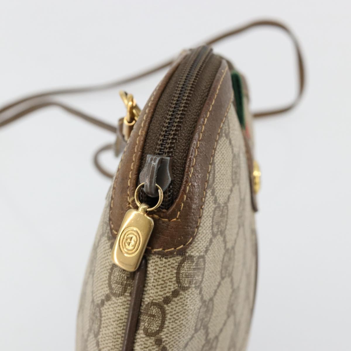 GUCCI GG Supreme Web Sherry Line Bag PVC Beige Gold 904 02 047 Auth 181772
