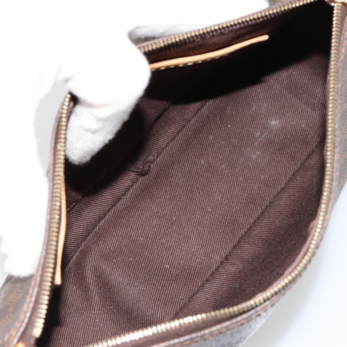 CELINE Macadam Canvas Accessory Pouch PVC Leather Brown Gold Auth 181773