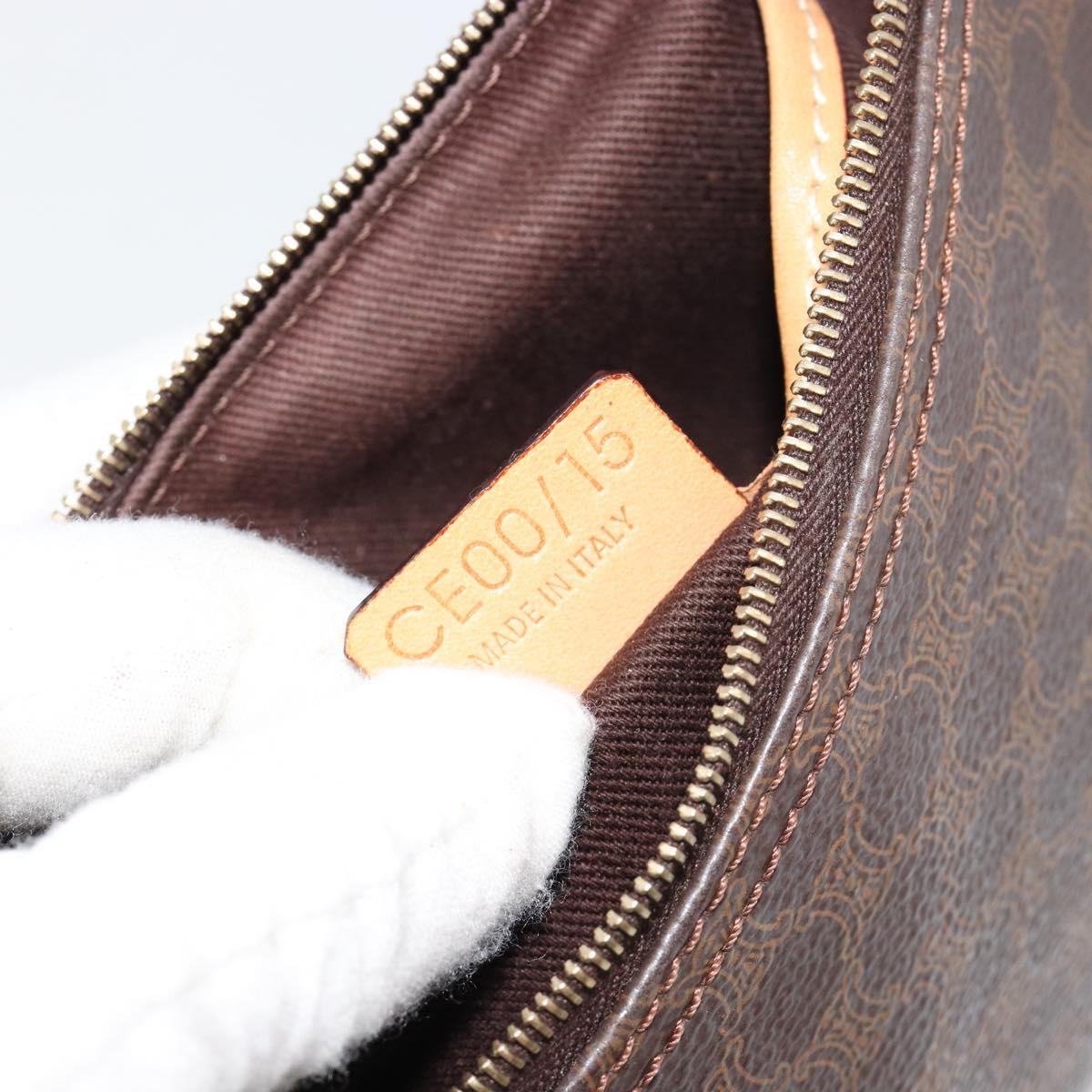 CELINE Macadam Canvas Accessory Pouch PVC Leather Brown Gold Auth 181773