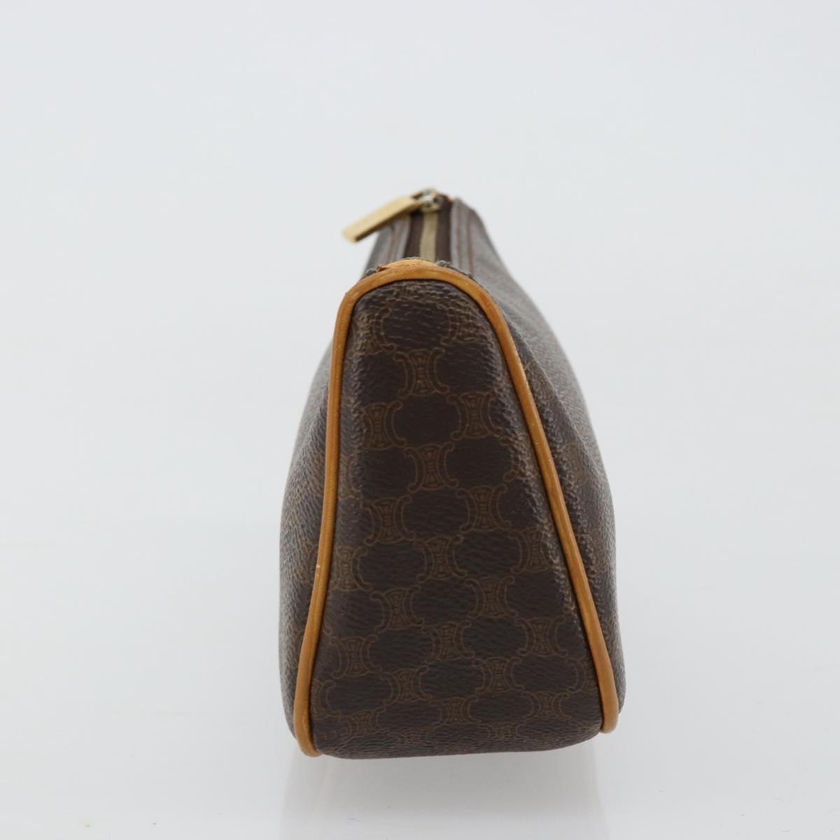 CELINE Macadam Canvas Accessory Pouch PVC Leather Brown Gold Auth 181773