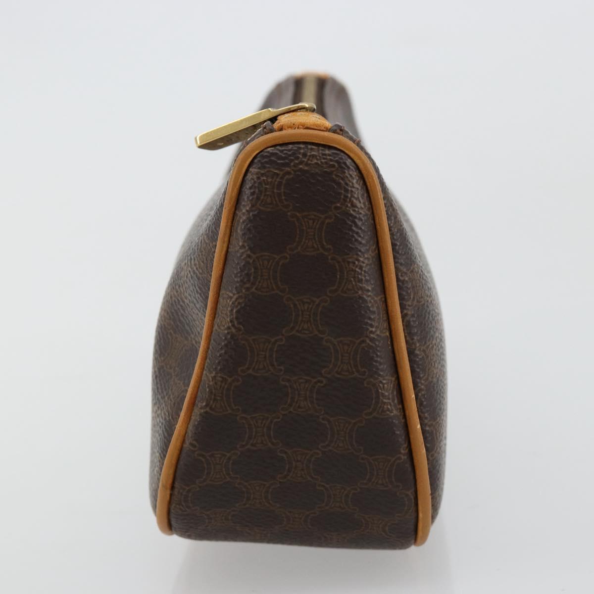 CELINE Macadam Canvas Accessory Pouch PVC Leather Brown Gold Auth 181773