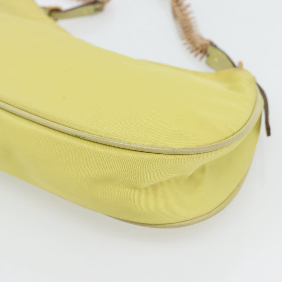 PRADA Chain Shoulder Bag Nylon Yellow Gold Auth 181775A
