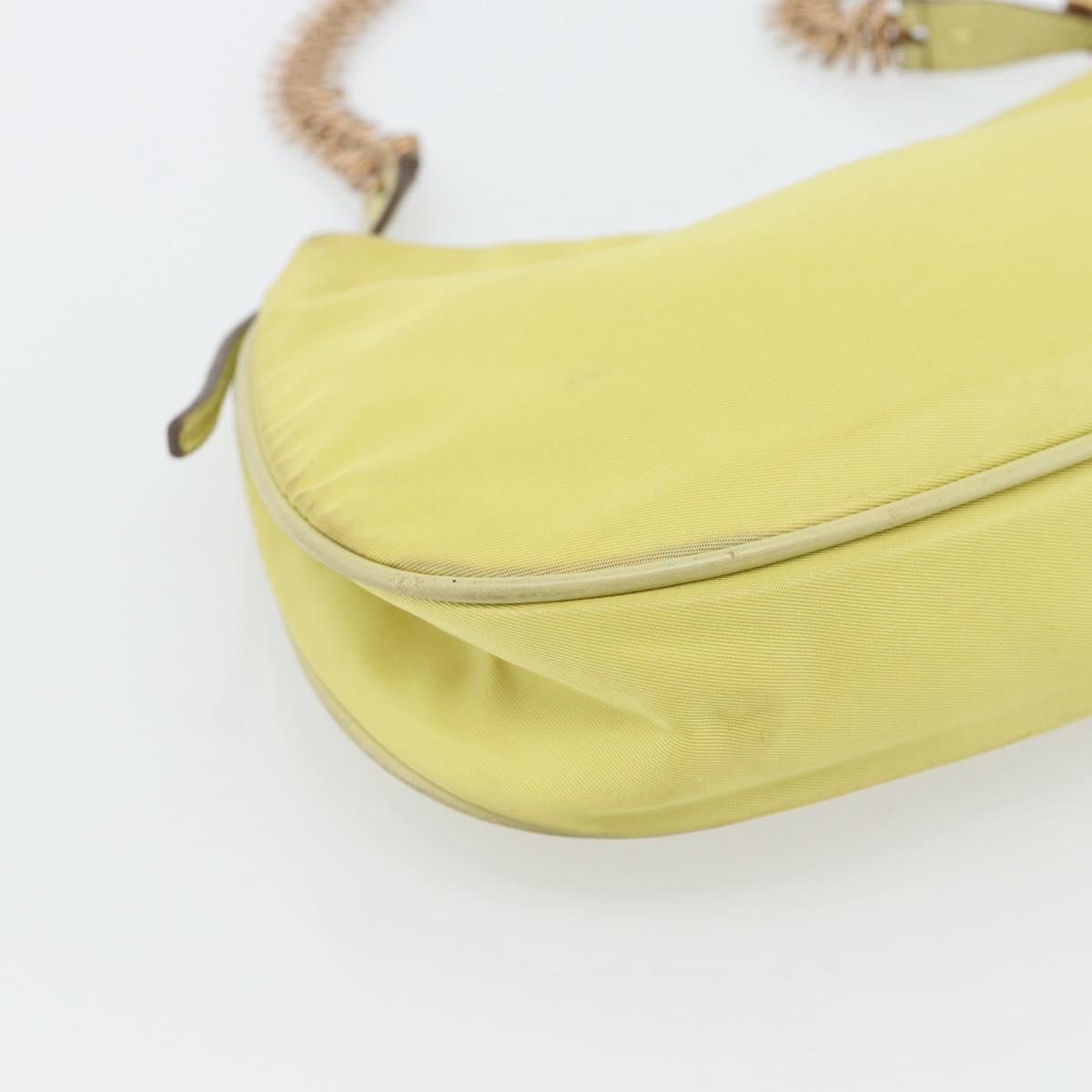 PRADA Chain Shoulder Bag Nylon Yellow Gold Auth 181775A