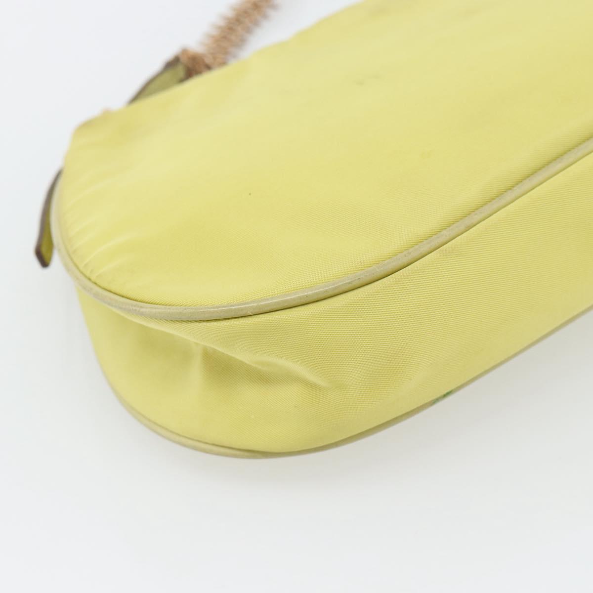 PRADA Chain Shoulder Bag Nylon Yellow Gold Auth 181775A