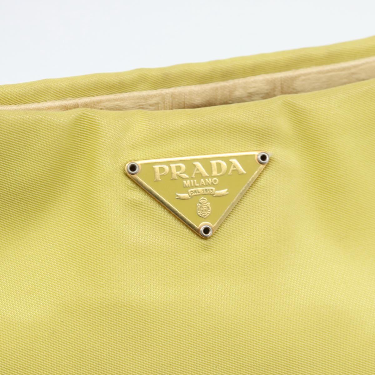 PRADA Chain Shoulder Bag Nylon Yellow Gold Auth 181775A