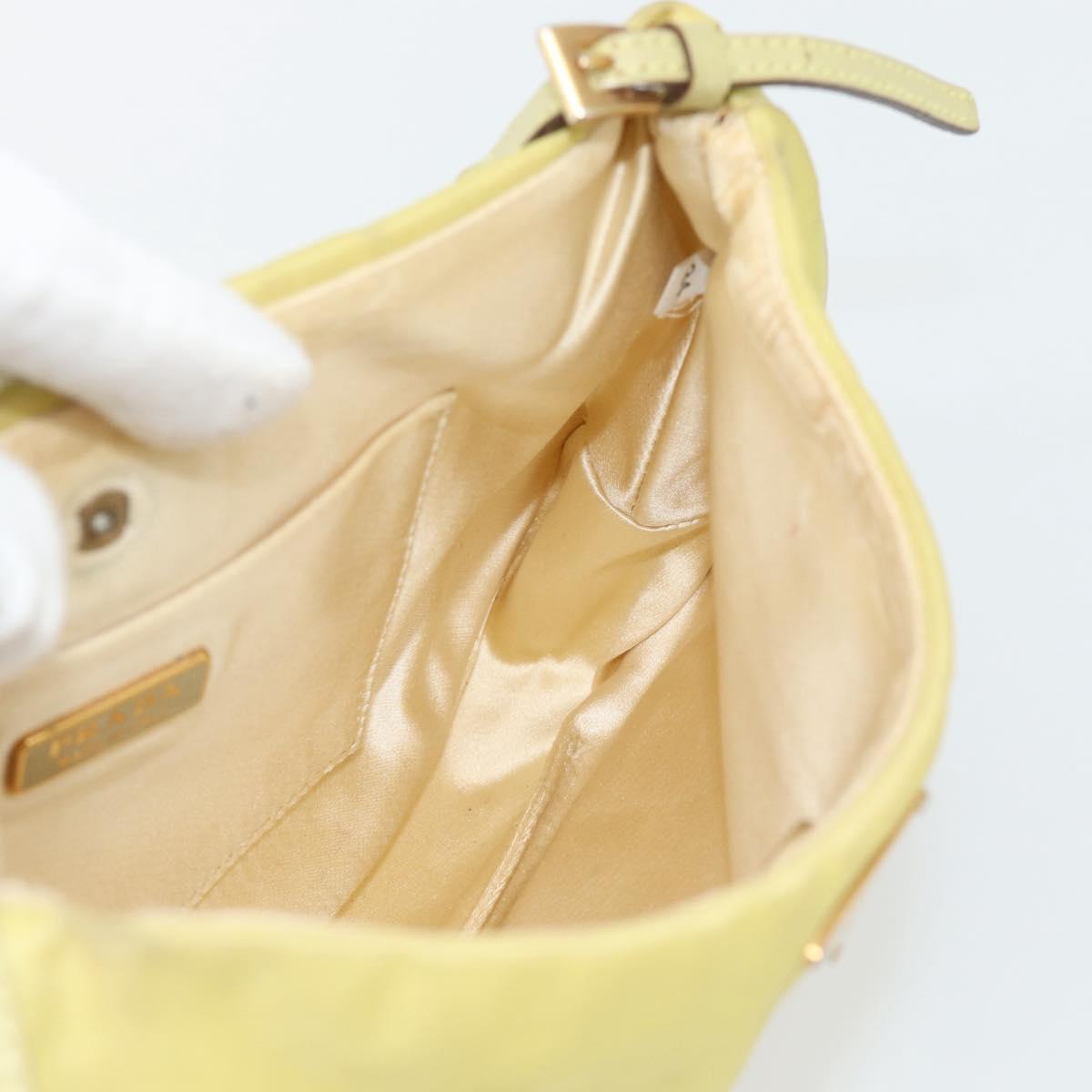 PRADA Chain Shoulder Bag Nylon Yellow Gold Auth 181775A