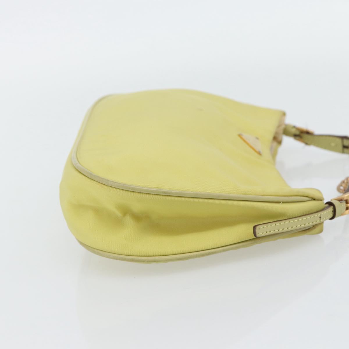 PRADA Chain Shoulder Bag Nylon Yellow Gold Auth 181775A