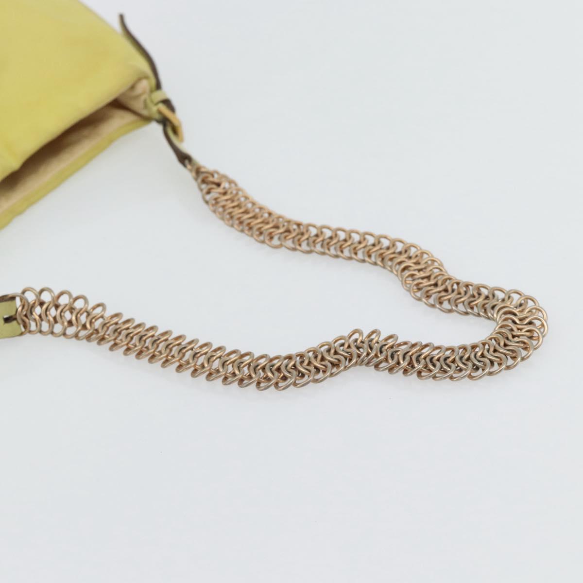 PRADA Chain Shoulder Bag Nylon Yellow Gold Auth 181775A