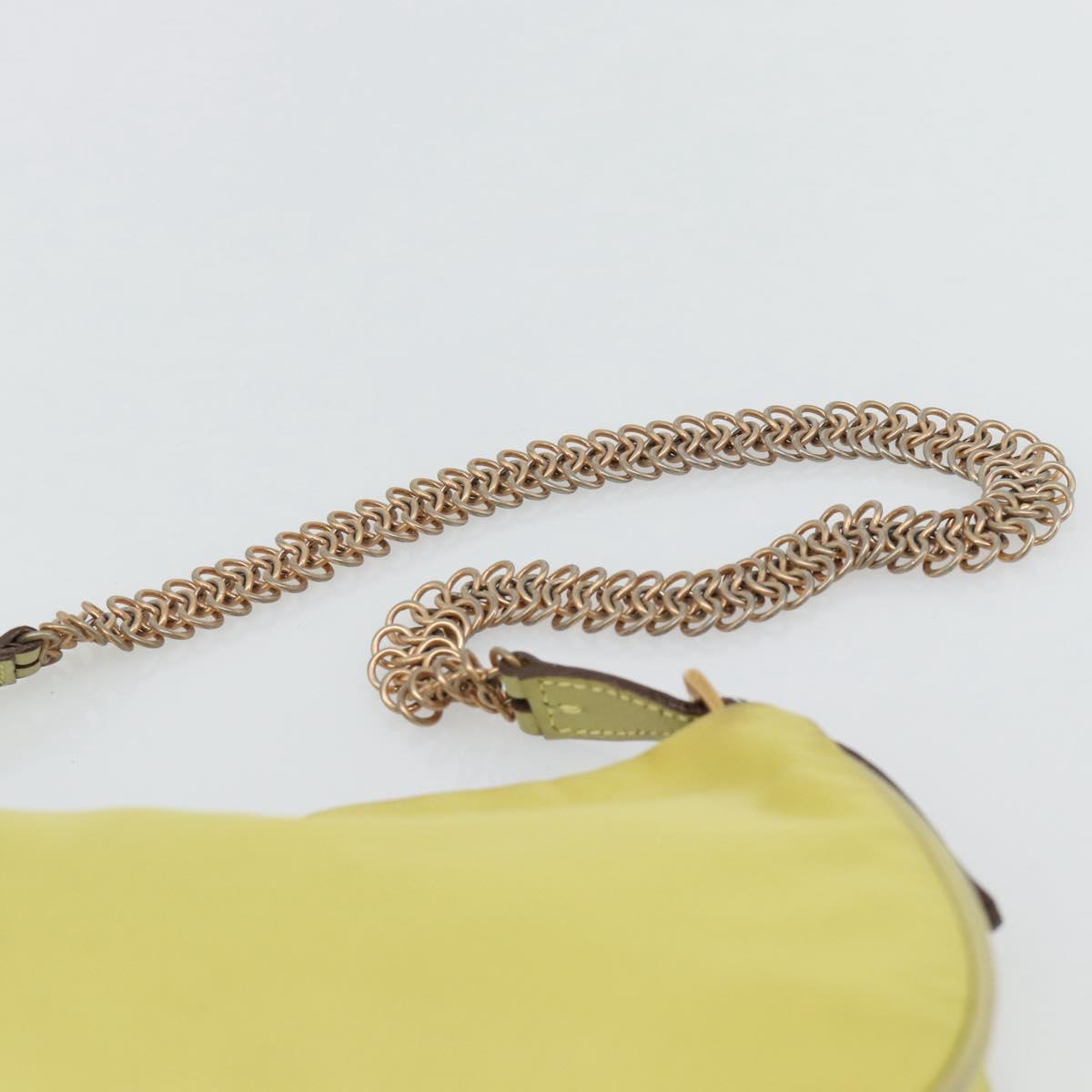 PRADA Chain Shoulder Bag Nylon Yellow Gold Auth 181775A