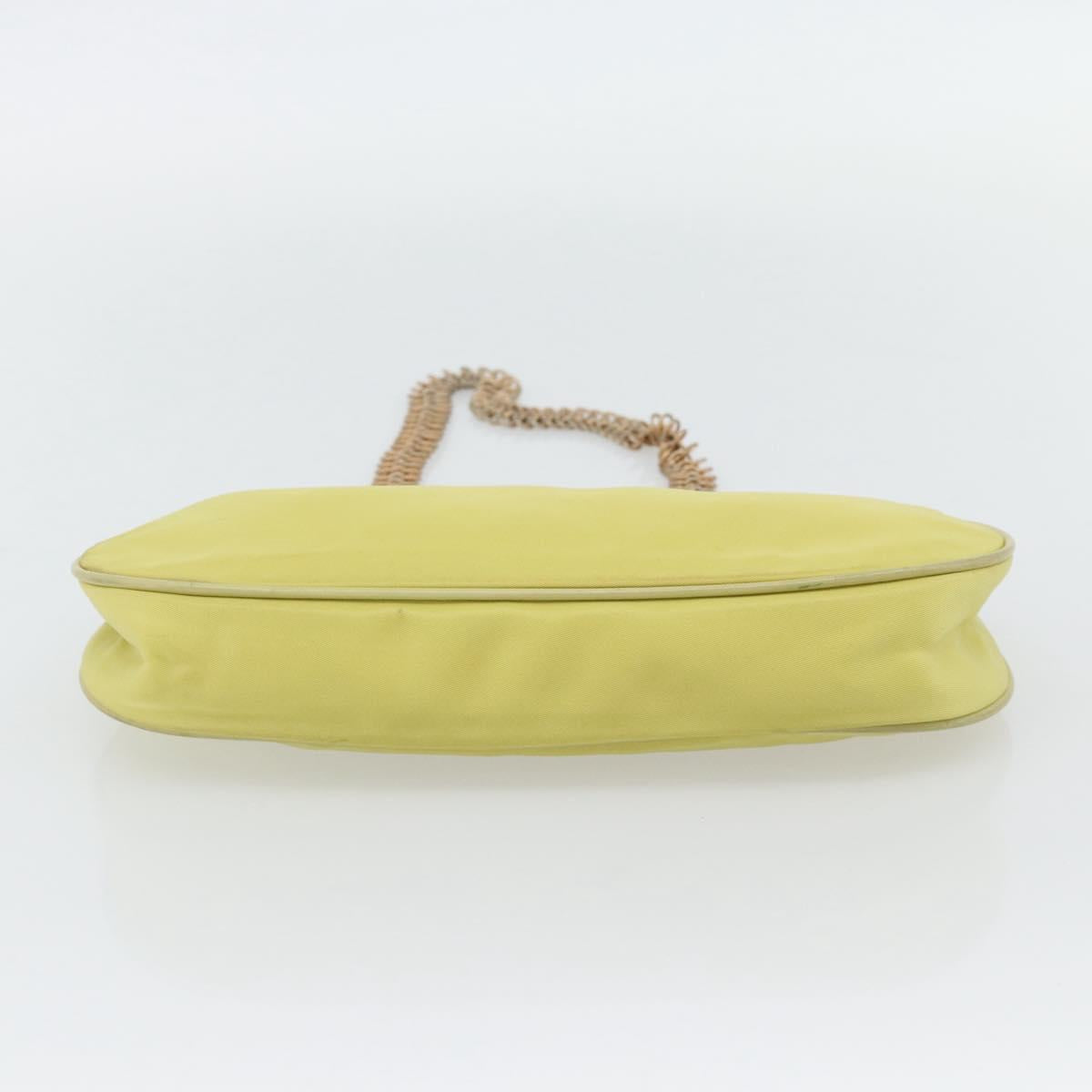 PRADA Chain Shoulder Bag Nylon Yellow Gold Auth 181775A