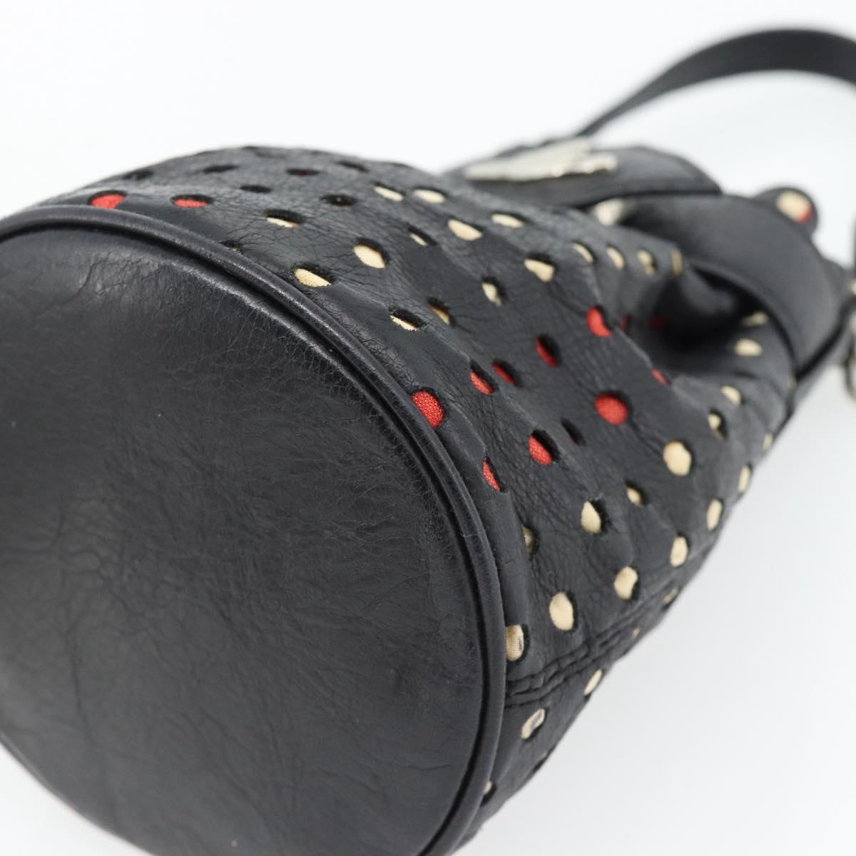 Vivienne Westwood Hand Pouch Bag Leather Black Silver Auth 181785A