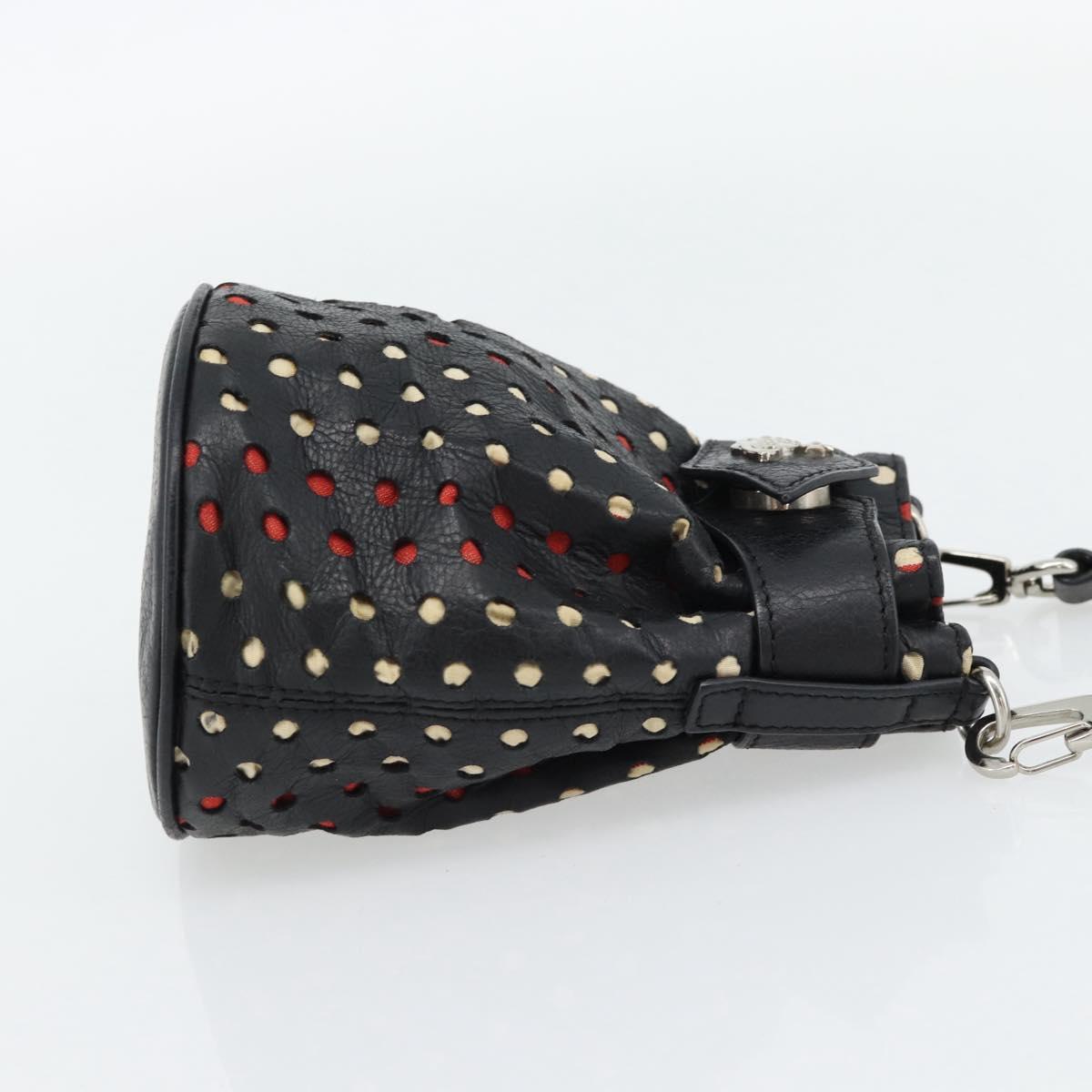 Vivienne Westwood Hand Pouch Bag Leather Black Silver Auth 181785A