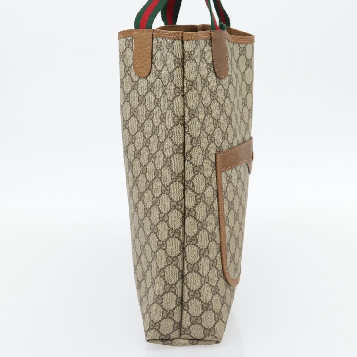 GUCCI GG Supreme Web Sherry Line Tote Bag PVC Beige Red 39 02 003 Auth 181790A