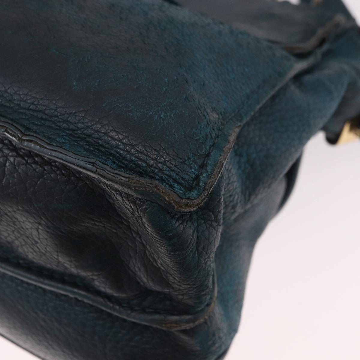 Chloe Abbey Shoulder Bag Leather 2way Blue Gold Auth 181795