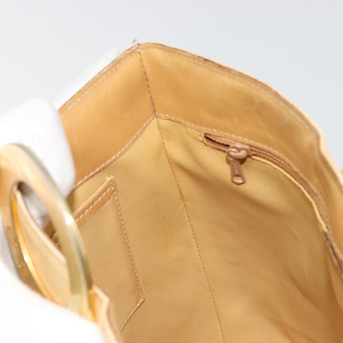 CELINE Circle Shoulder Bag Canvas Yellow Gold Auth 181797A