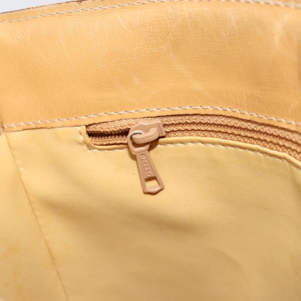 CELINE Circle Shoulder Bag Canvas Yellow Gold Auth 181797A