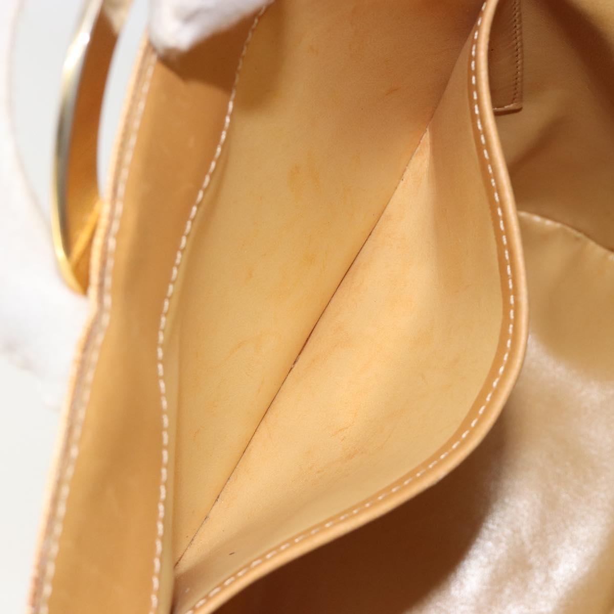 CELINE Circle Shoulder Bag Canvas Yellow Gold Auth 181797A