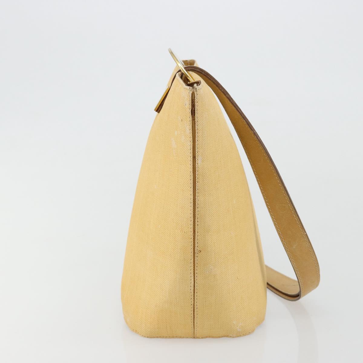 CELINE Circle Shoulder Bag Canvas Yellow Gold Auth 181797A