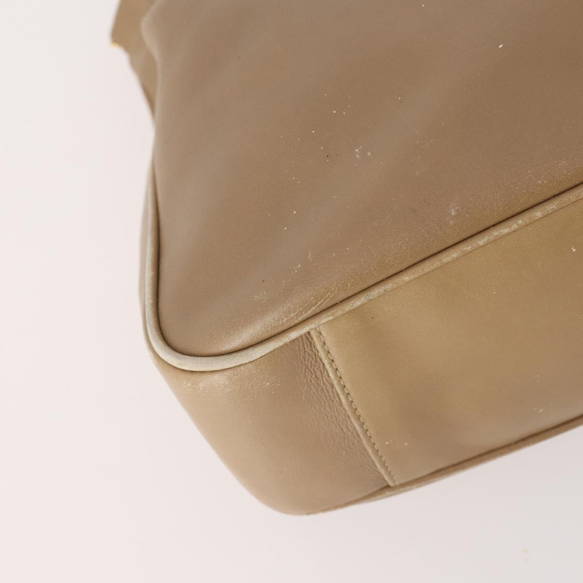 GUCCI Bamboo Shoulder Bag Leather Beige Gold 001 2113 1638 Auth 181800