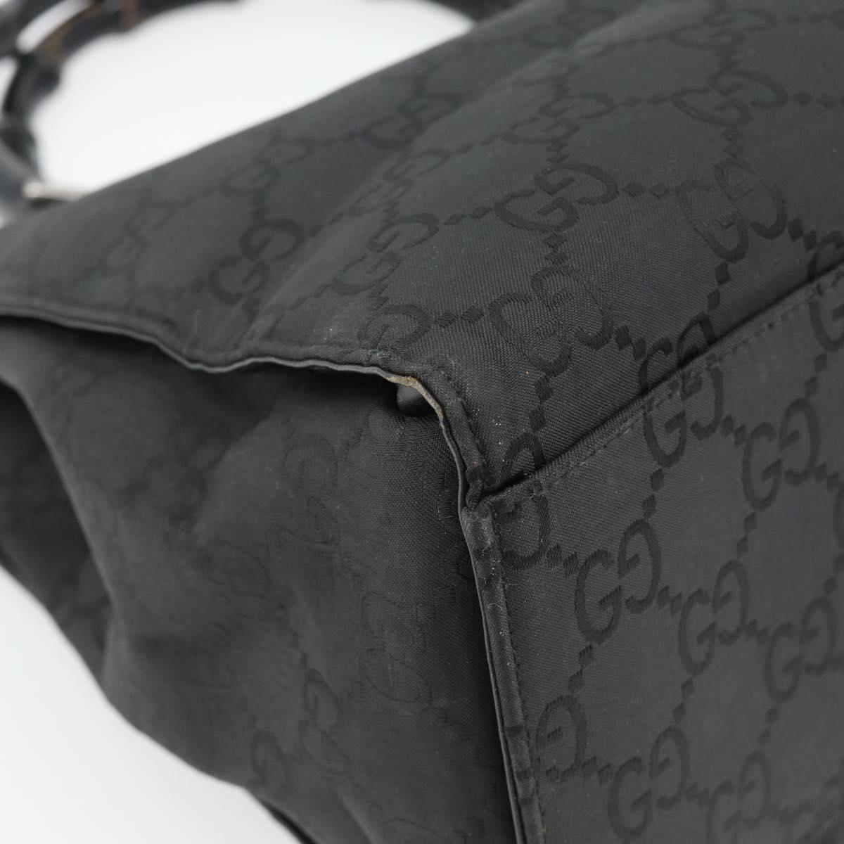 GUCCI GG Canvas Bamboo Hand Bag Black Silver 002 1010 Auth 181803A