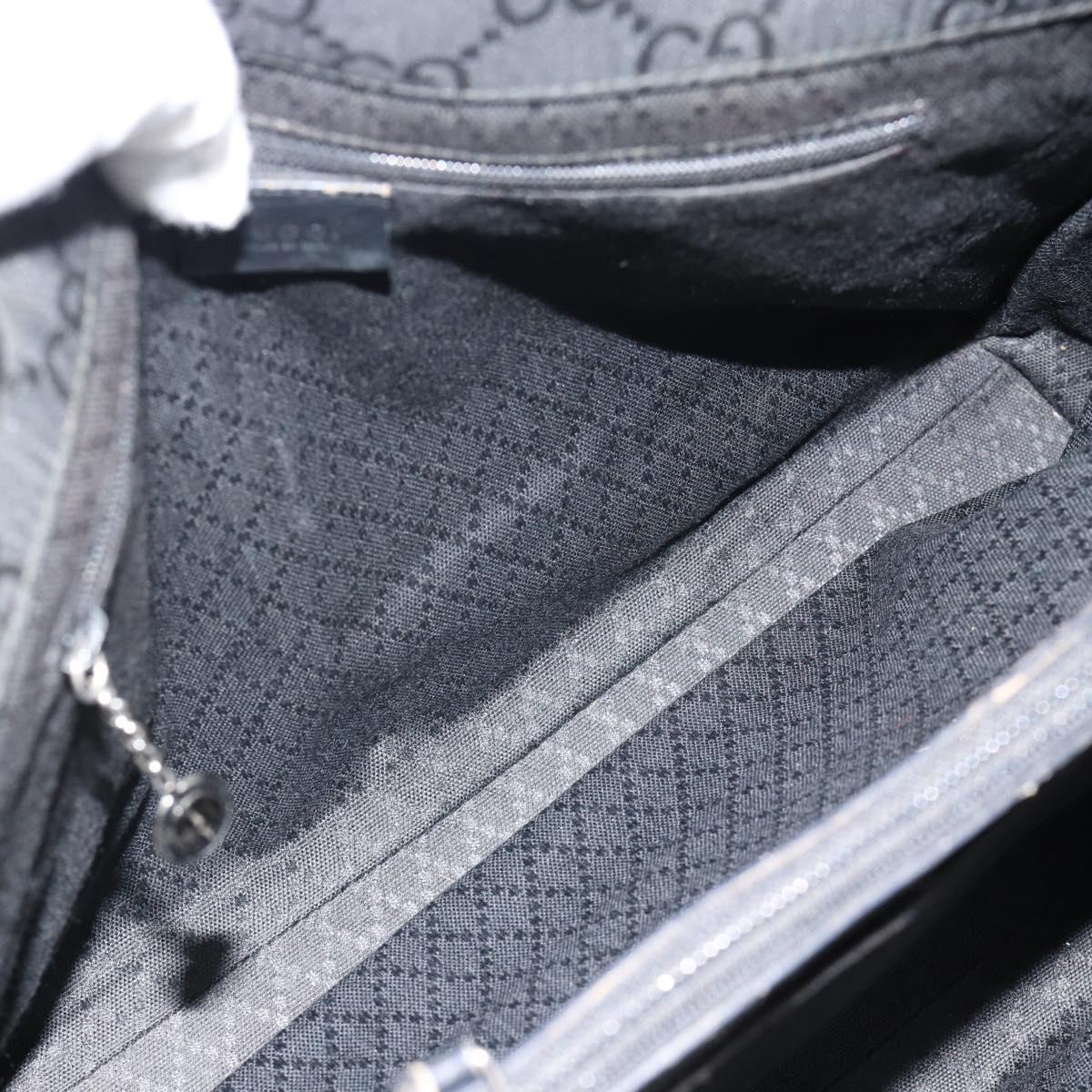 GUCCI GG Canvas Bamboo Hand Bag Black Silver 002 1010 Auth 181803A