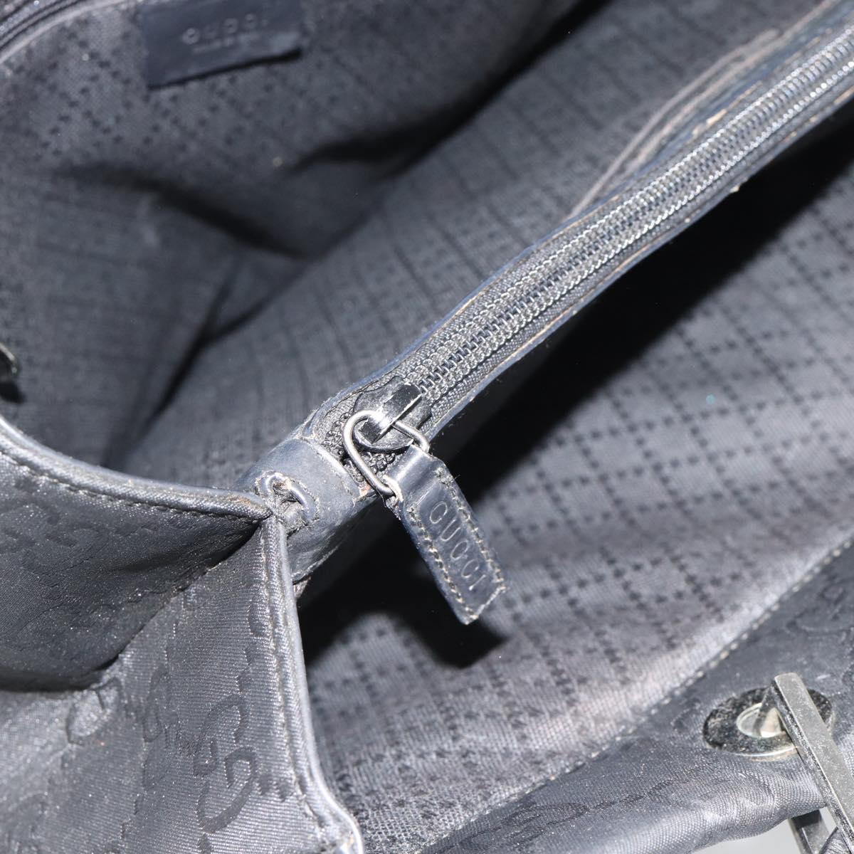 GUCCI GG Canvas Bamboo Hand Bag Black Silver 002 1010 Auth 181803A