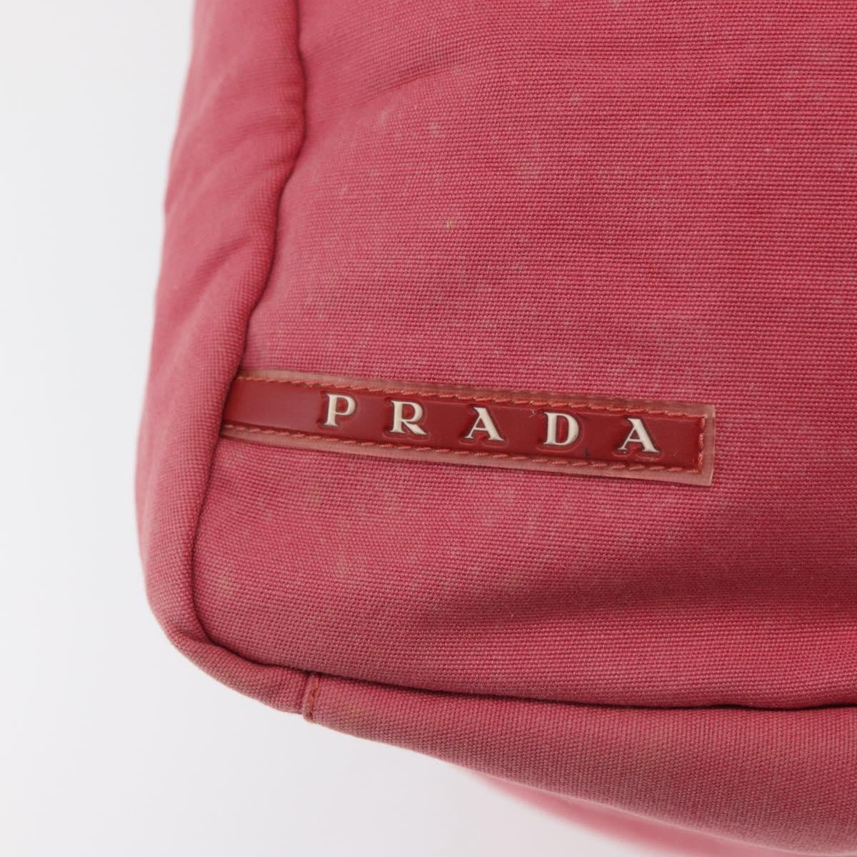 PRADA Boston Bag Canvas Pink Silver Auth 181809