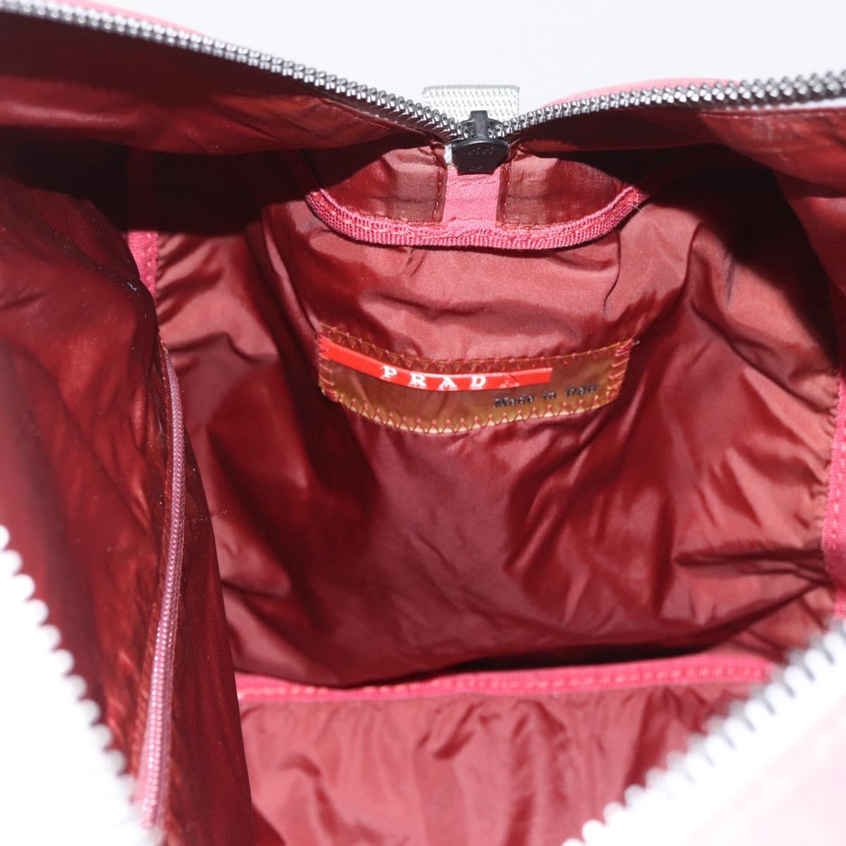 PRADA Boston Bag Canvas Pink Silver Auth 181809