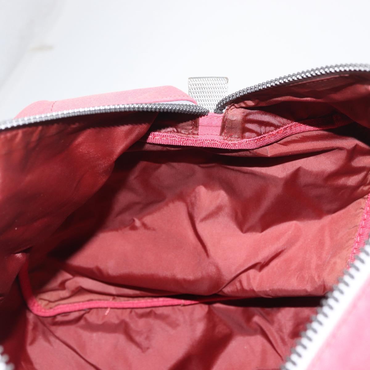 PRADA Boston Bag Canvas Pink Silver Auth 181809