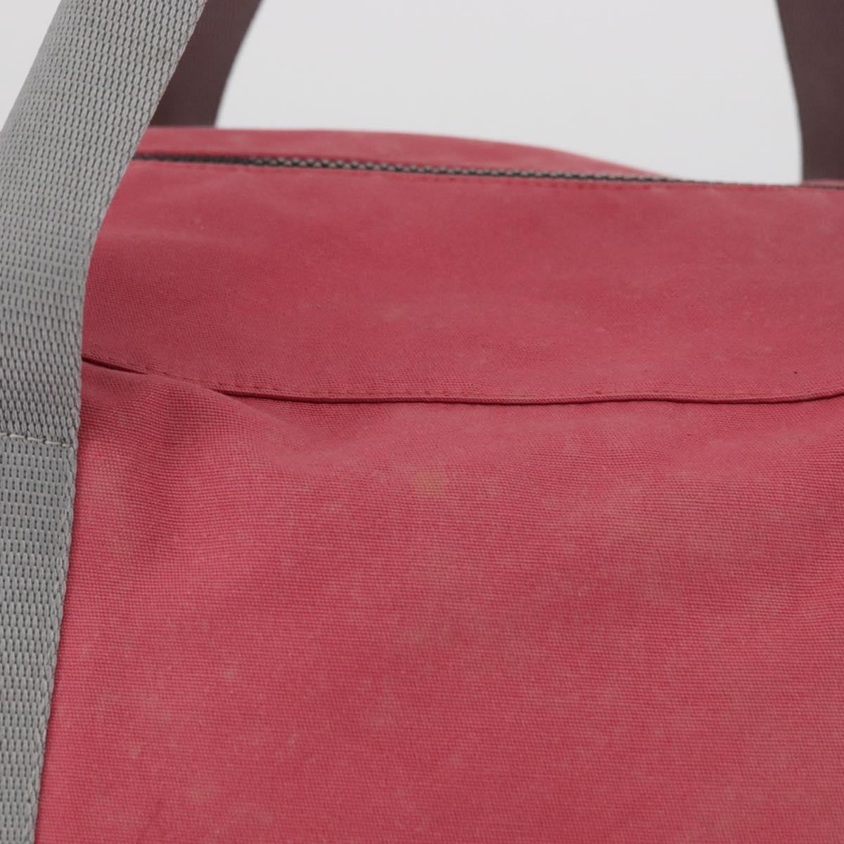 PRADA Boston Bag Canvas Pink Silver Auth 181809